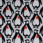 Preview: Baumwolljersey Pinguine mit Herz schwarz weiß rot
